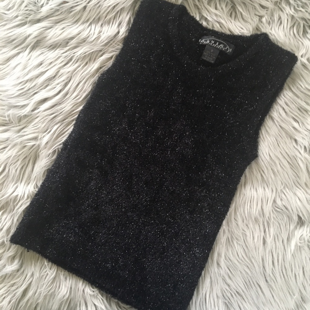 Vintage 90s/Y2K Black Fuzzy Baby Tee Tank S